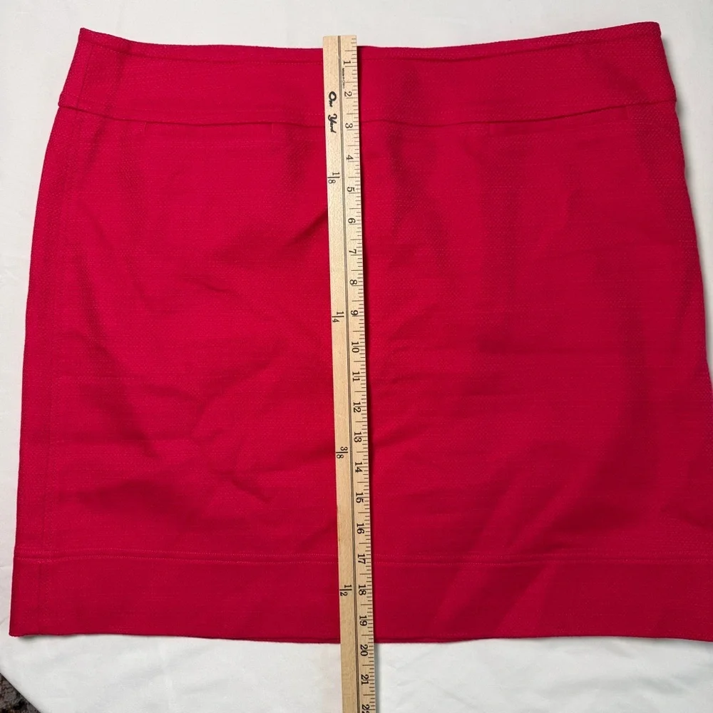 Talbots Cherry Red Mini Skirt Size 16 Textured Pique Zip Back